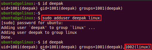 adduser command to add an existing user to an existing group