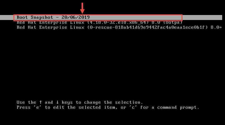 How to boot Linux host from LVM snapshot using BOOM (CentOS/RHEL 8)