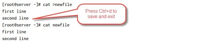 creating a new file using cat command