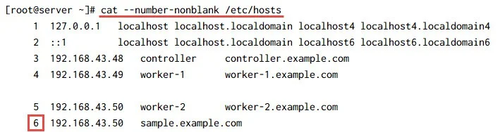 display line numbers skipping blank lines using cat command