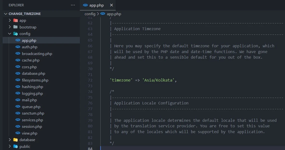 change time zone in Laravel
