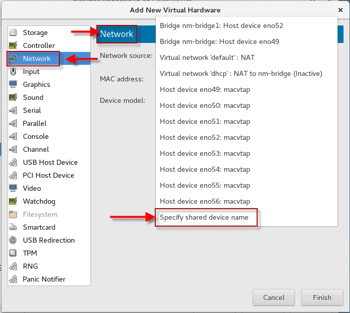 configure bridged network in virt-manager