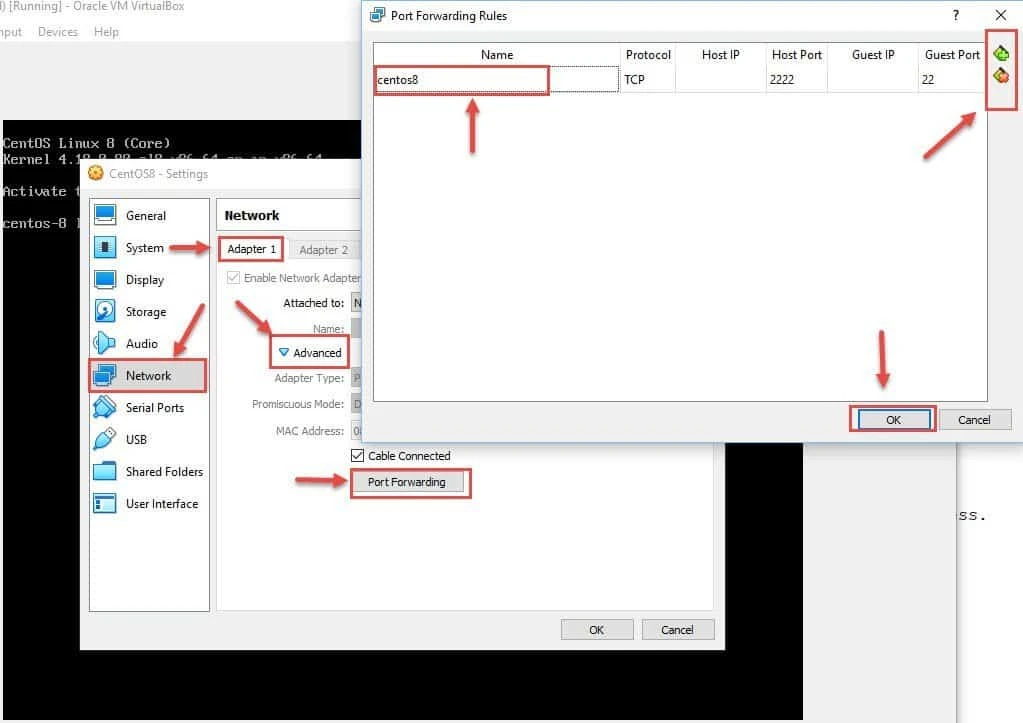 How to configure port forwarding in VirtualBox for NAT Networking
