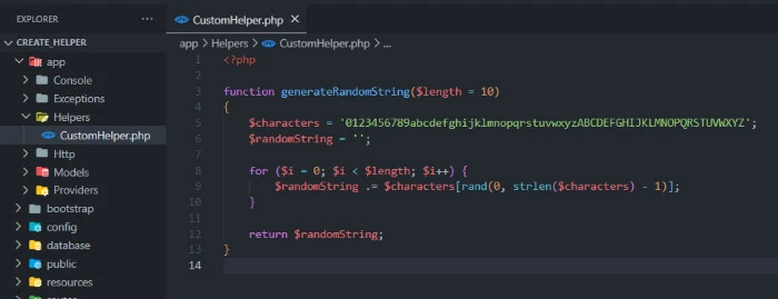 create Laravel helper
