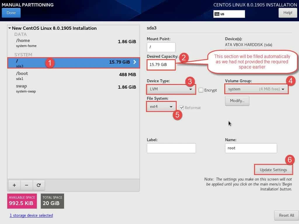 Step-by-Step: Create LVM during installation RHEL/CentOS 7/8