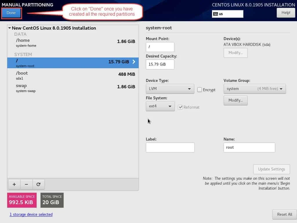 Step-by-Step: Create LVM during installation RHEL/CentOS 7/8