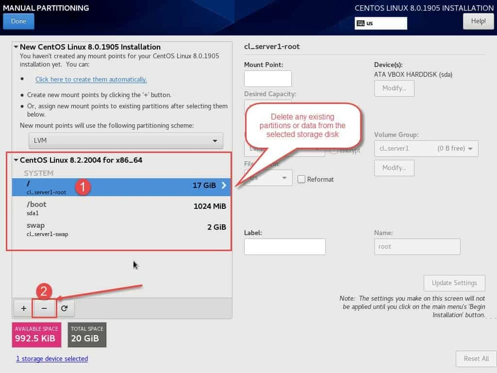 Step-by-Step: Create LVM during installation RHEL/CentOS 7/8