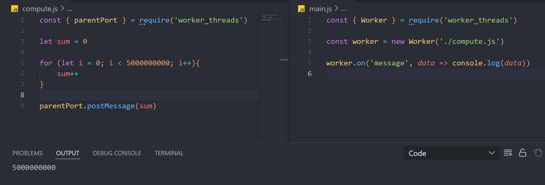 How to create thread in Nodejs using worker threads