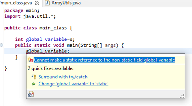 4 programs that shows how Java global variables work