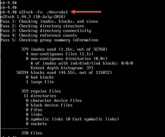 Steps to repair filesystem in rescue mode in RHEL/CentOS 7/8 Linux