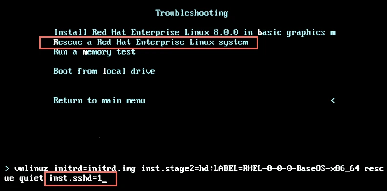 How to enable SSH access & configure network in rescue mode (CentOS/RHEL 7/8)