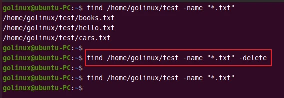find command to find and delete files