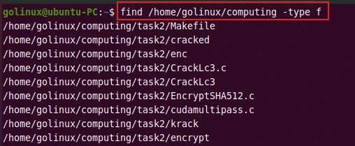 find command to find files only
