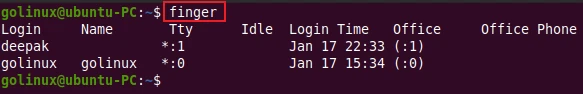 finger command to display user information