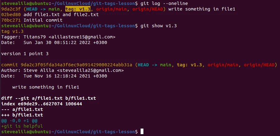 git-show tag