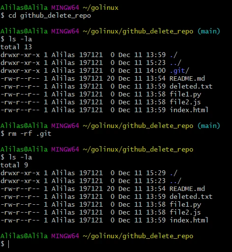 github delete repo on command line