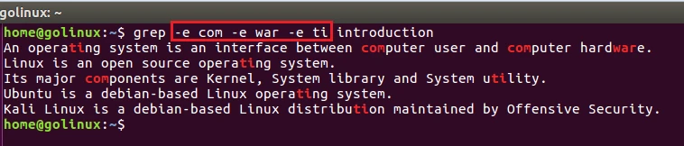 search for multiple patterns using grep command