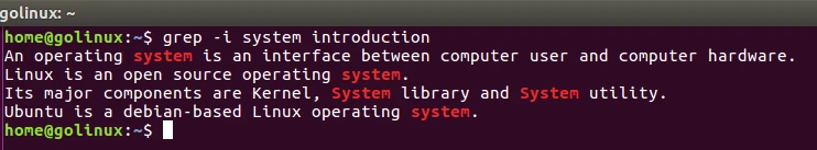 grep -i command output