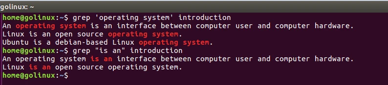 using inverted commas in grep command