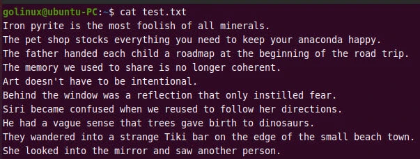 cat command to view file content