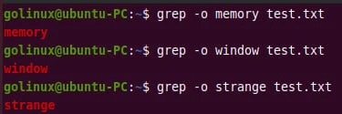 grep and print only matching pattern