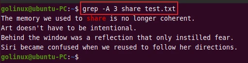 grep pattern and print next n lines