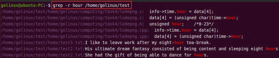 grep recursively in all directories and sub-directories
