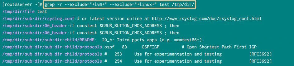 grep recursive with –exclude