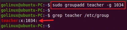 groupadd command to create a new group with a specific group id