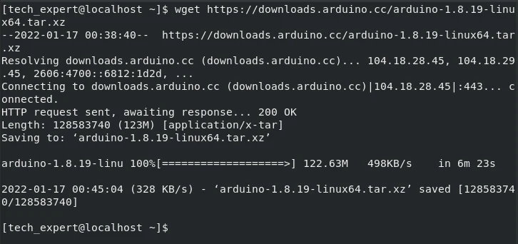 download arduino-1.8.19 using wget