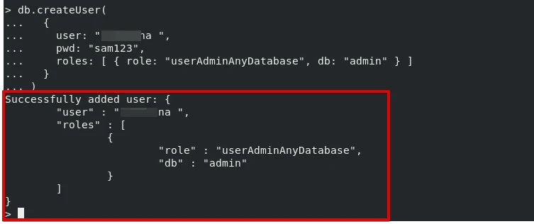 create database user on mongodb