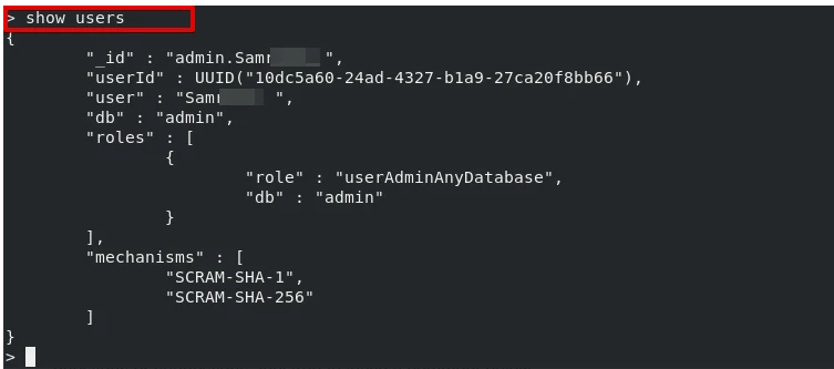show mongodb users