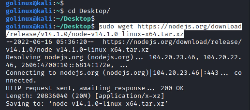 Download NodeJS v14