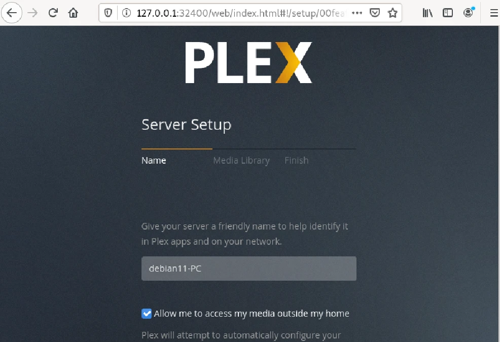 setup server on Plex interface