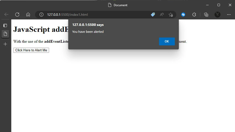 simple HTML page with a button