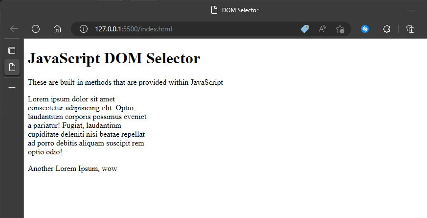 javascript DOM selector