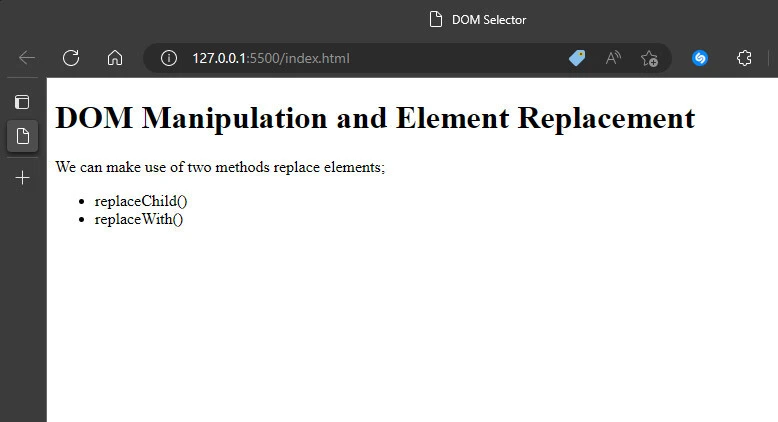 javascript replace element