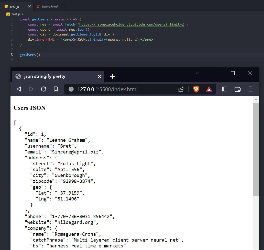 json stringify pretty