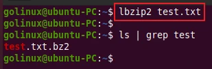 lbzip2 command to compress a file