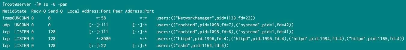 check if IPv6 is enabled or disabled with ss command