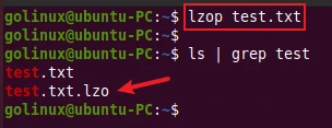 lzop command to compress a file