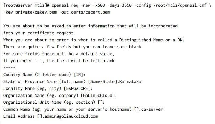 Setup & verify mutual TLS authentication (MTLS) with openssl
