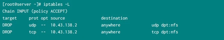 iptables rule to restrict NFS
