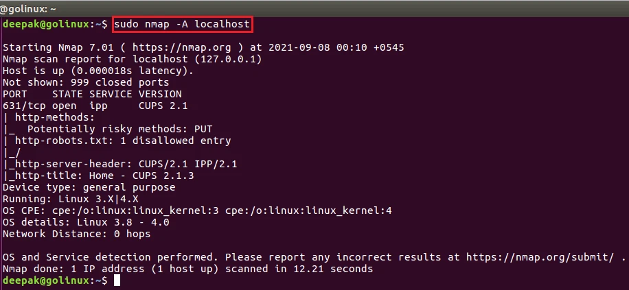 nmap command to scan aggressively