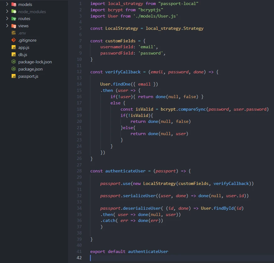 Nodejs passport local strategy