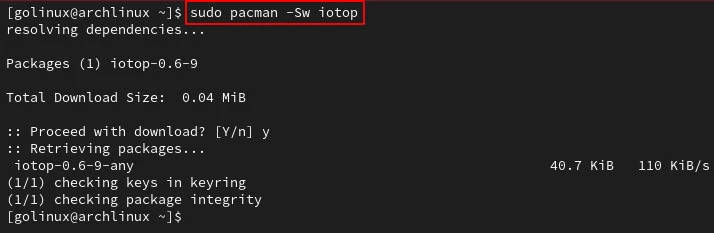pacman command to download package