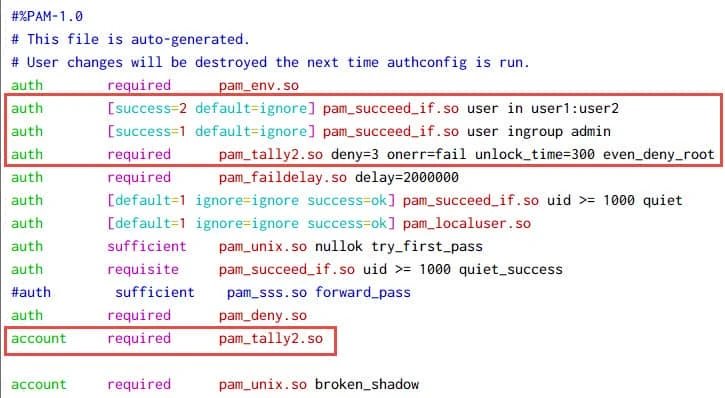 pam_tally2: lock user account after X failed login attempts in Linux