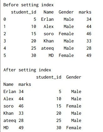 Pandas set index method explained with examples