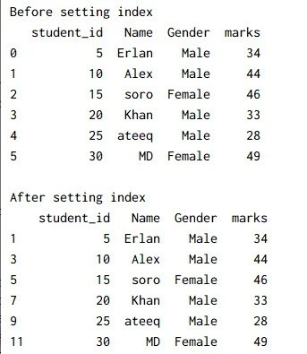 Pandas set index method explained with examples