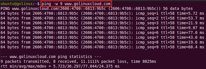 ping command to specify the timeout in seconds